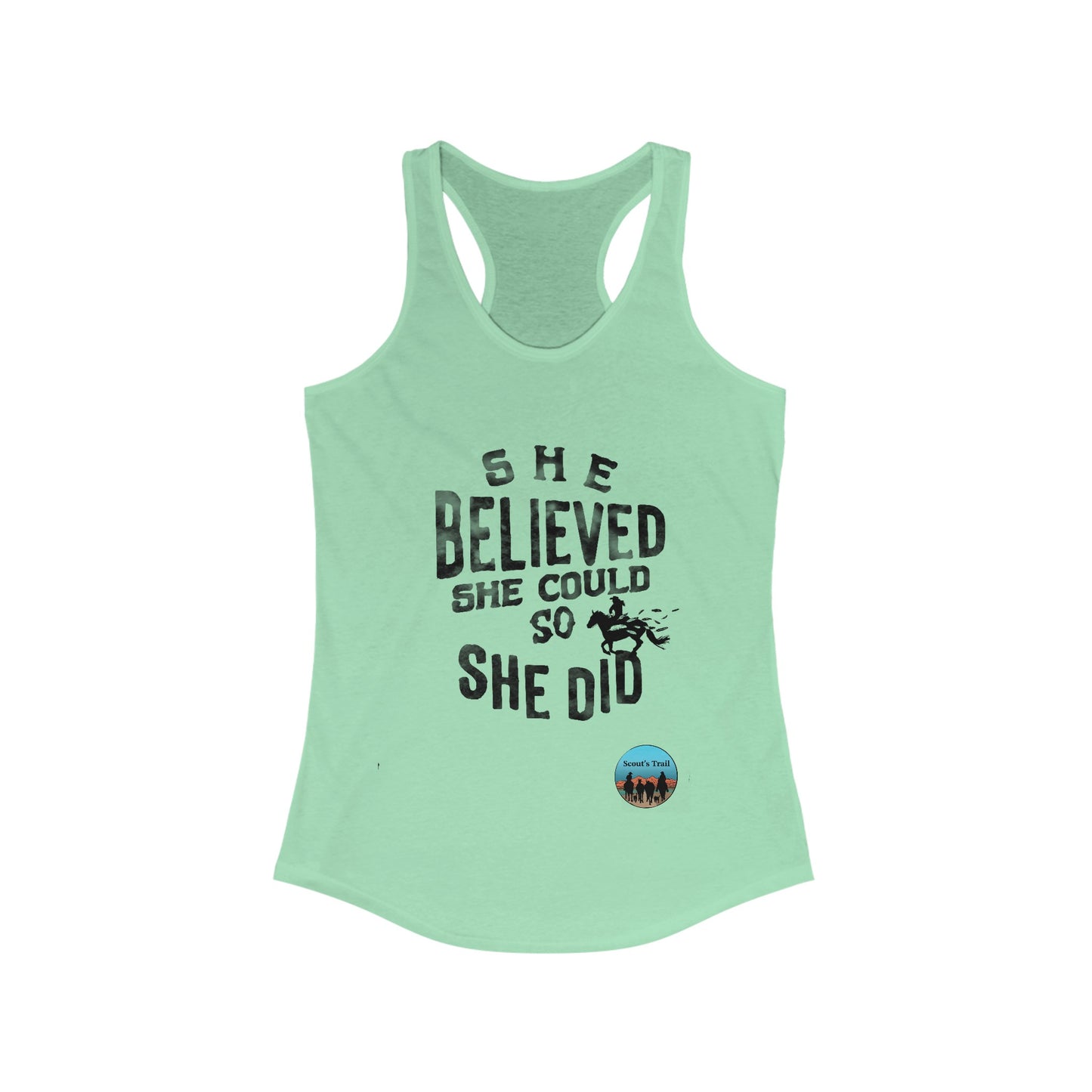 Women's "she believed" Ideal Racerback Tank