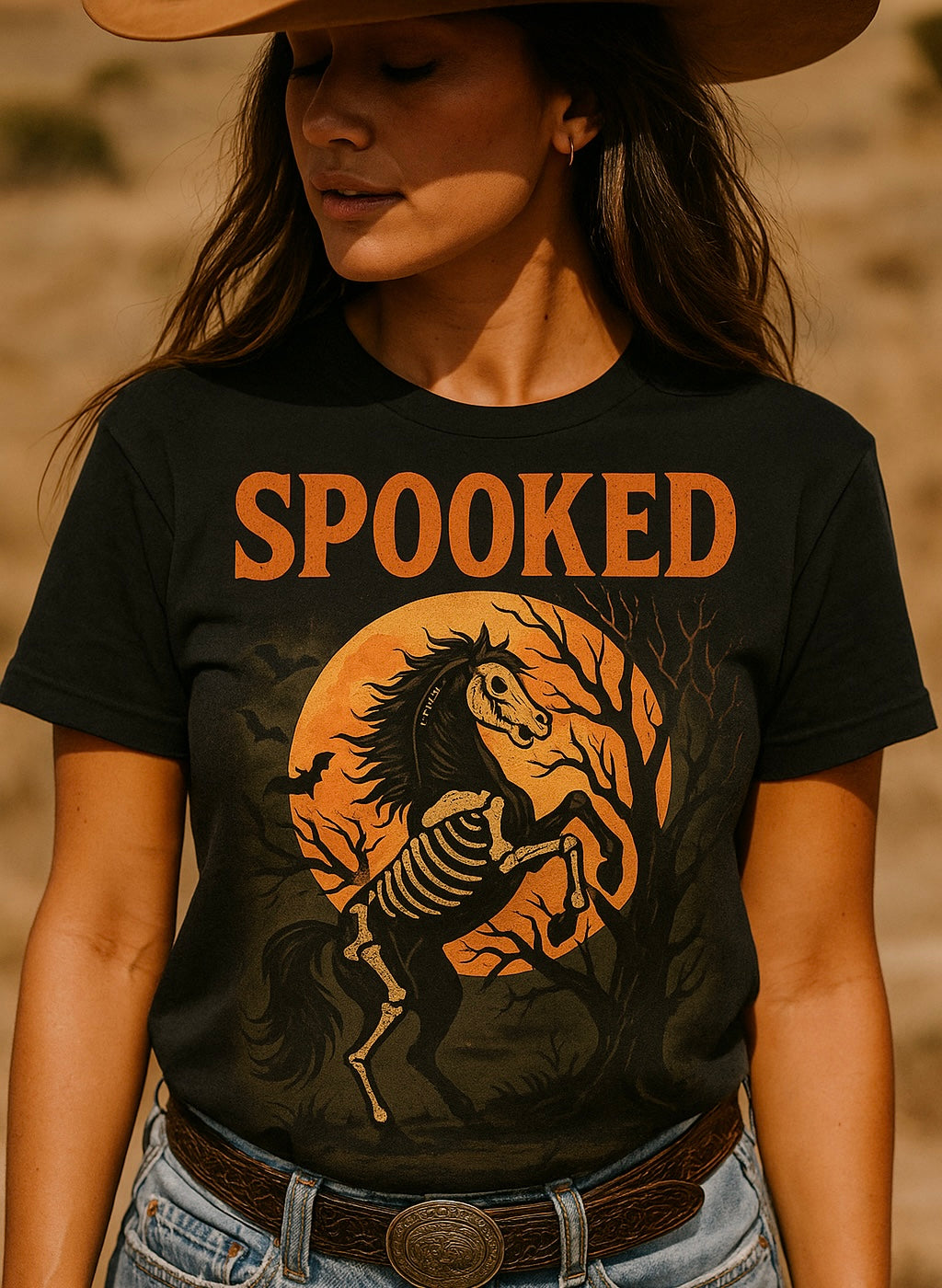 Spooked Halloween mustang horse vintage t-shirt