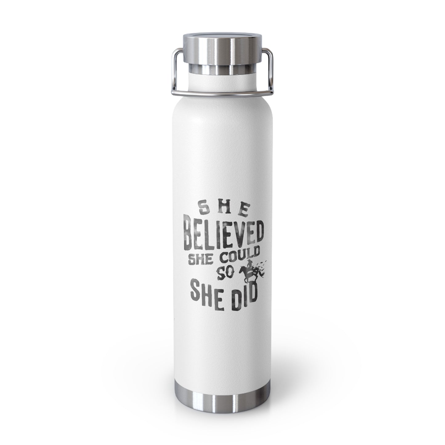 Inspirational Insulated Water Bottle – 'She Believed She Could So She Did' – 22oz