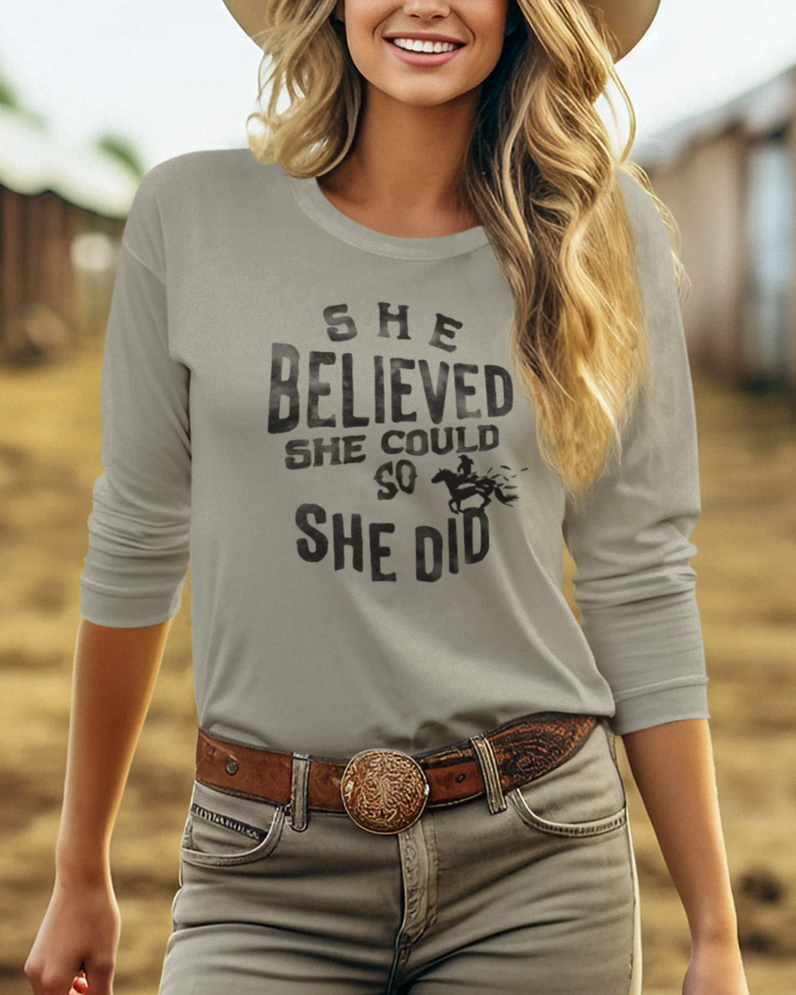 "She believed she could" Garment-dyed Long Sleeve T-Shirt