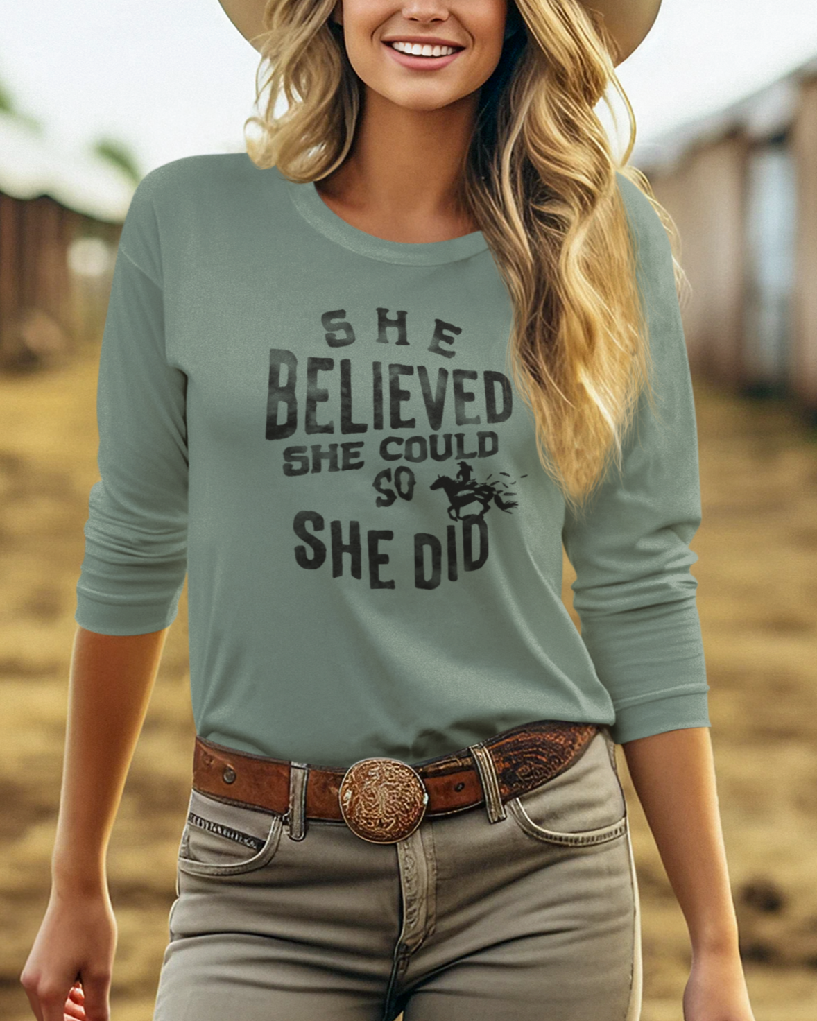 "She believed she could" Garment-dyed Long Sleeve T-Shirt