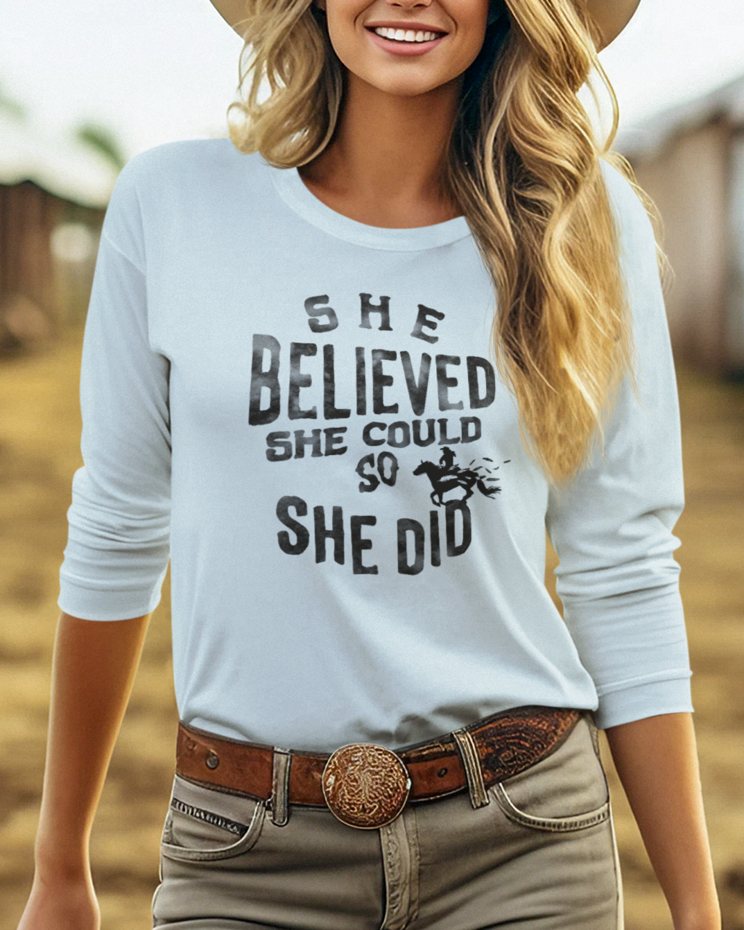 "She believed she could" Garment-dyed Long Sleeve T-Shirt