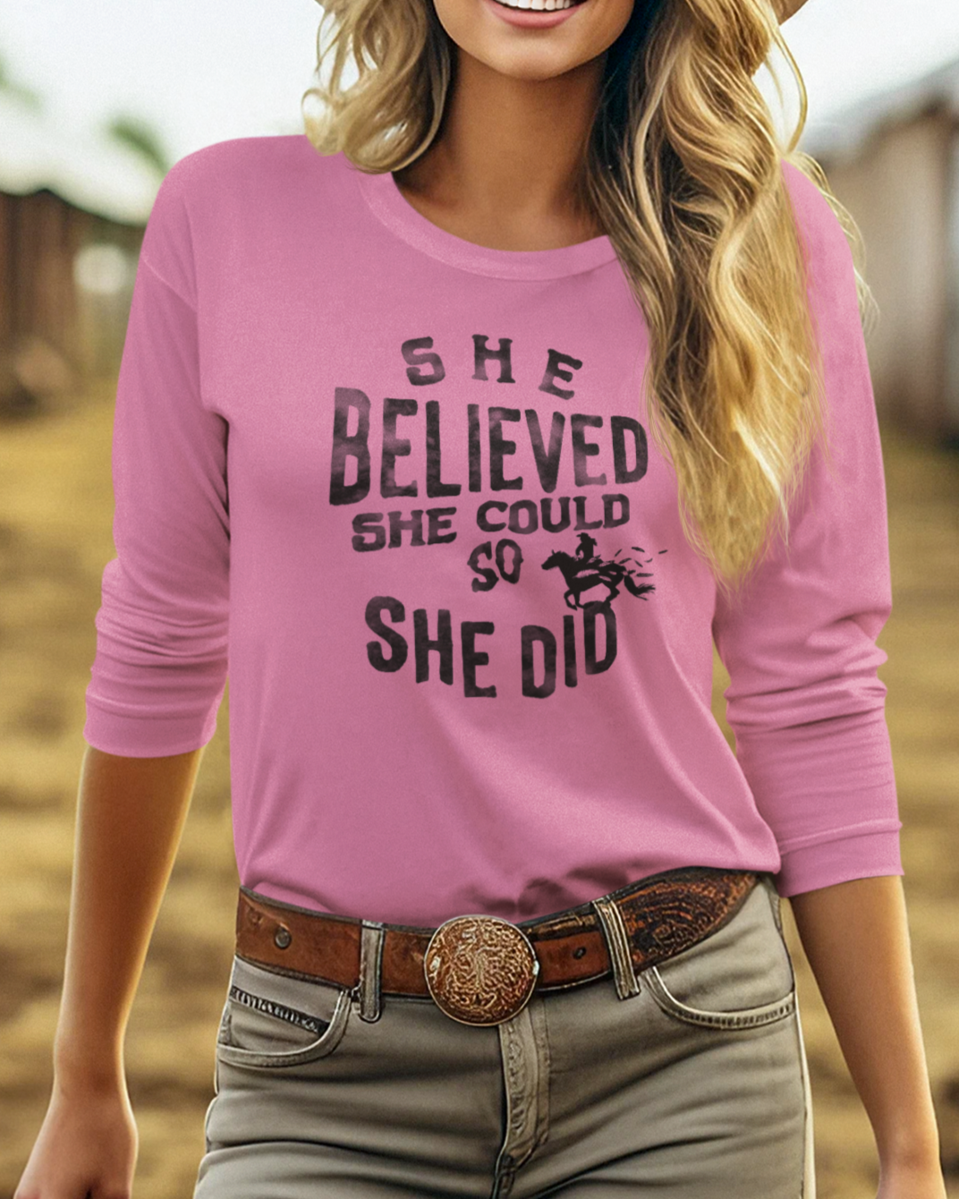 "She believed she could" Garment-dyed Long Sleeve T-Shirt