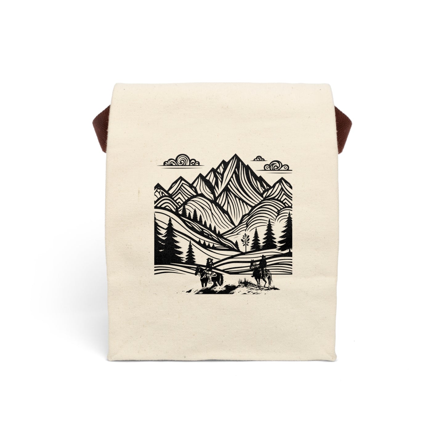 Mountain Monet Canvas Lunch Bag With Strap