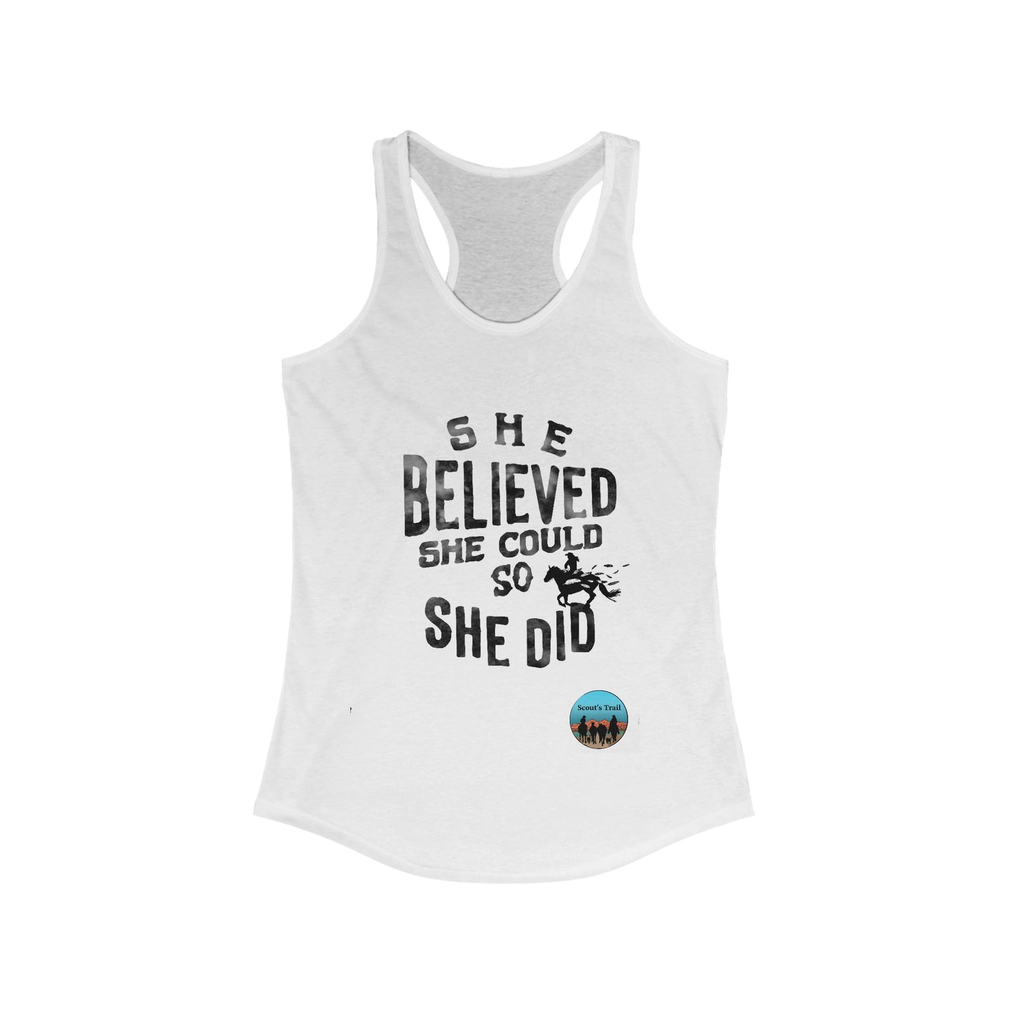 Women's "she believed" Ideal Racerback Tank