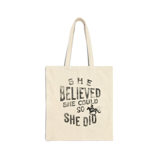 She Believed She Could Cotton Canvas Tote Bag