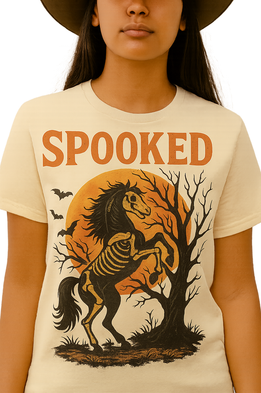Spooked Halloween mustang horse vintage t-shirt