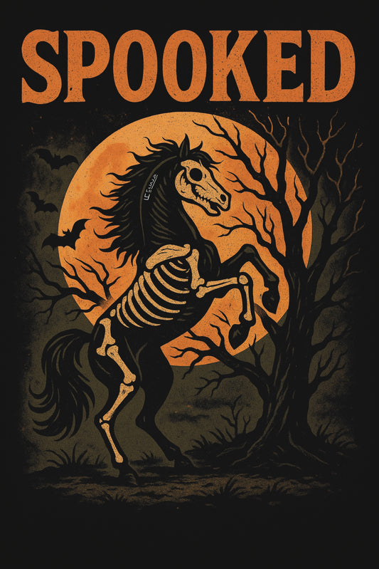 Spooked mustang horse Vintage Halloween Hoodie