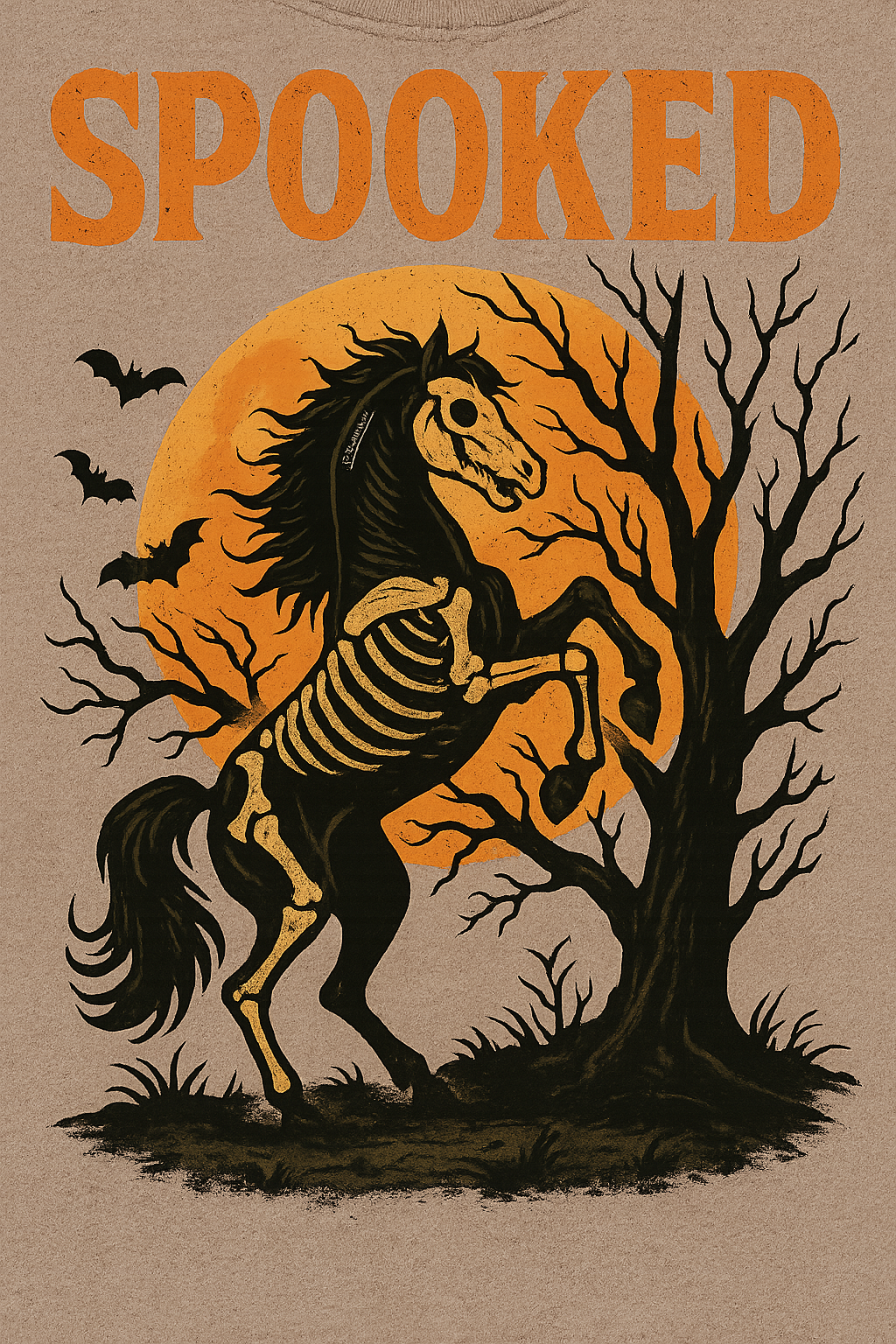 Spooked mustang horse Vintage Halloween Hoodie