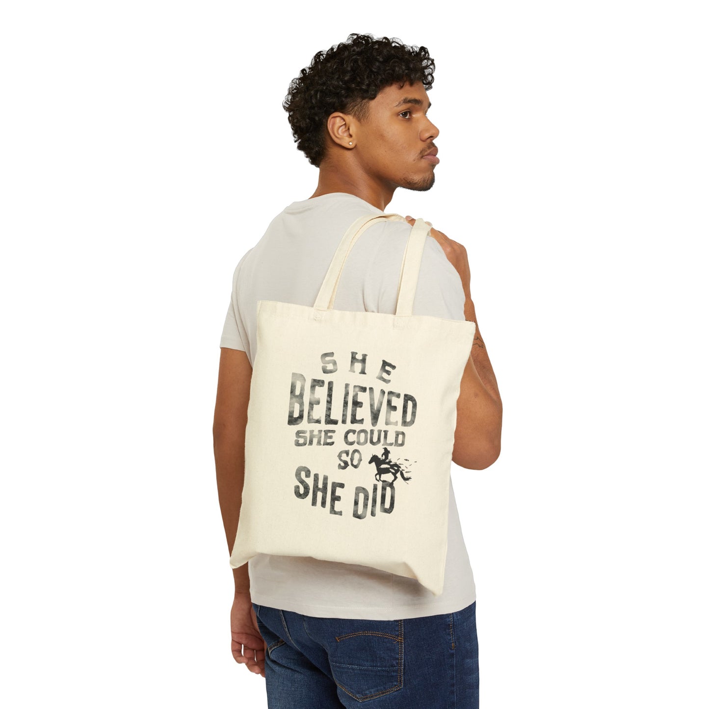 She Believed She Could Cotton Canvas Tote Bag