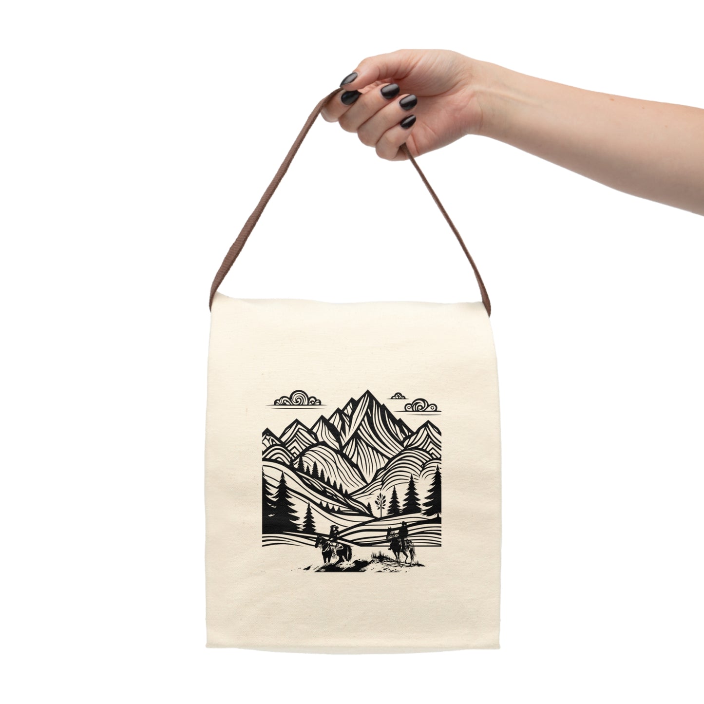 Mountain Monet Canvas Lunch Bag With Strap