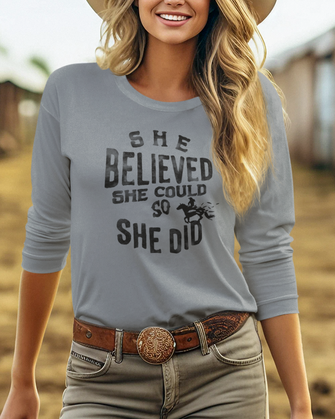 "She believed she could"  Garment-dyed Long Sleeve T-Shirt