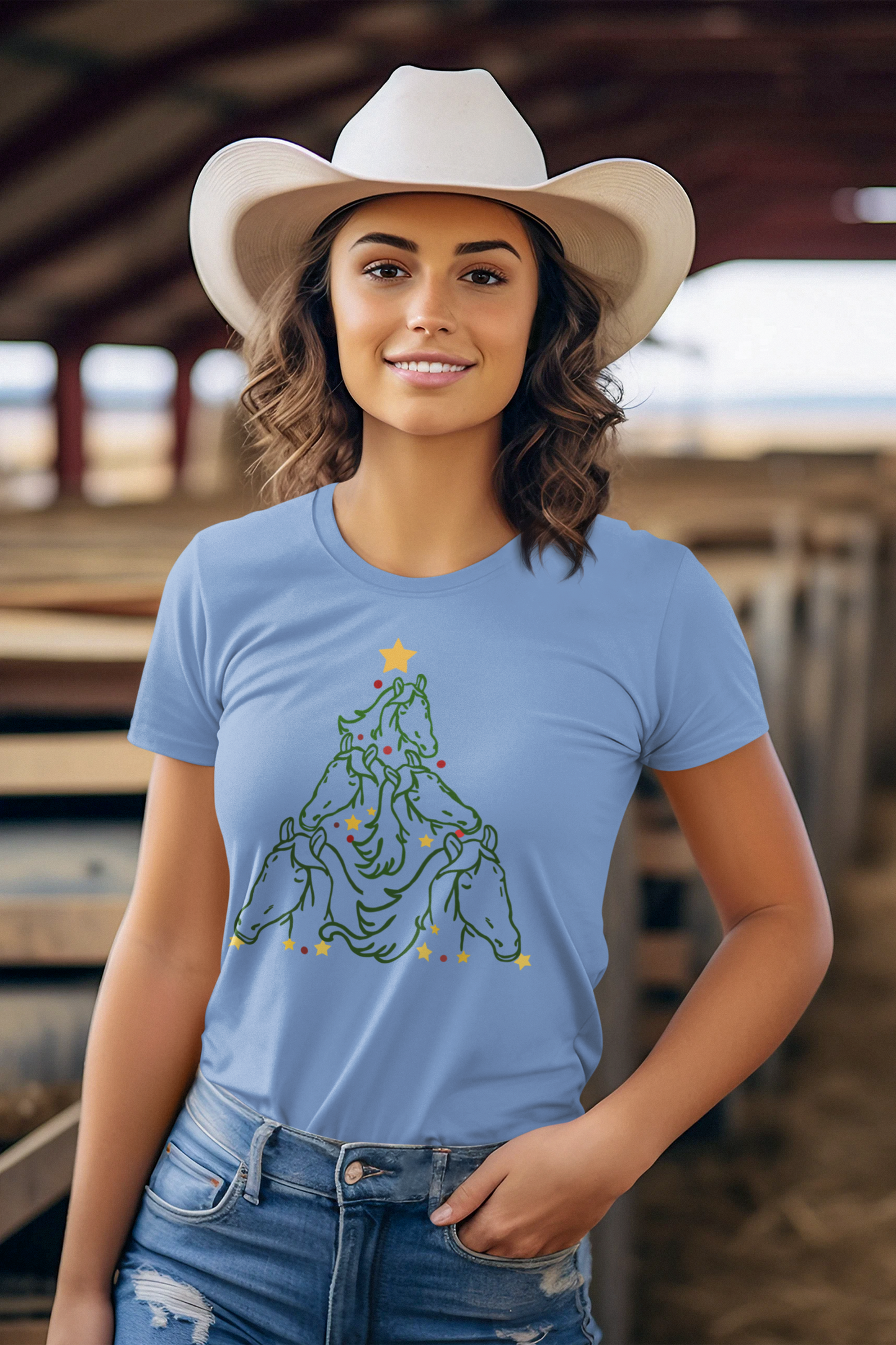 Horse Holiday Tree Unisex Heavy Cotton Tee