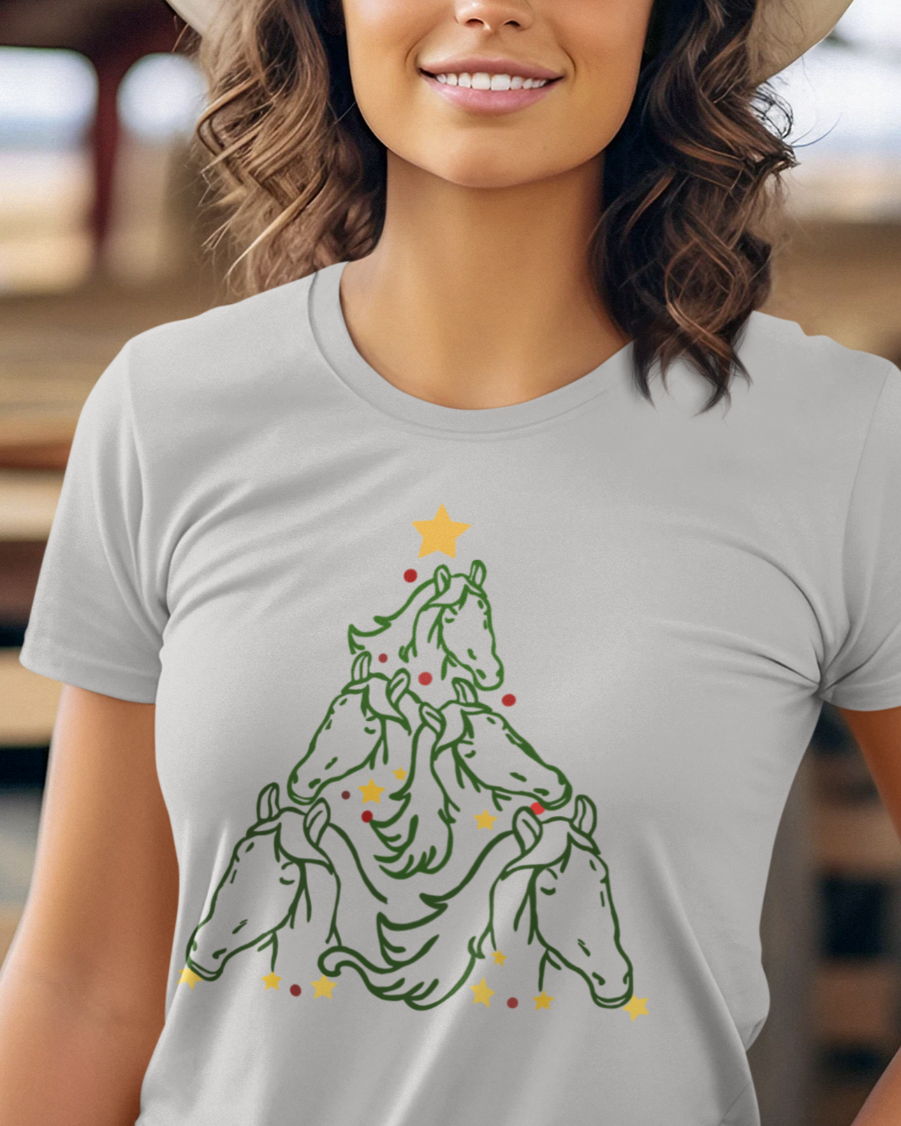 Horse Holiday Tree Unisex Heavy Cotton Tee